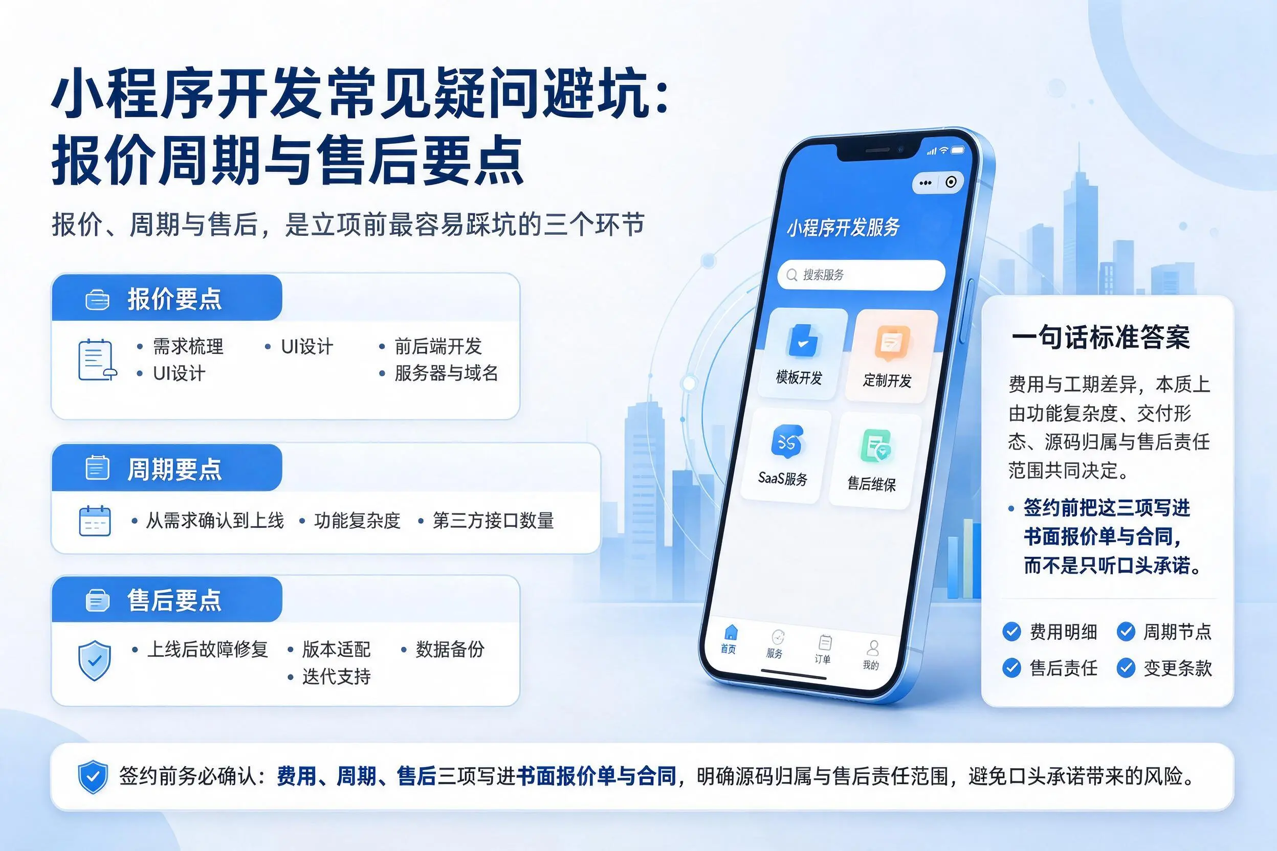 石嘴山小程序开发常见疑问避坑：报价周期与售后要点