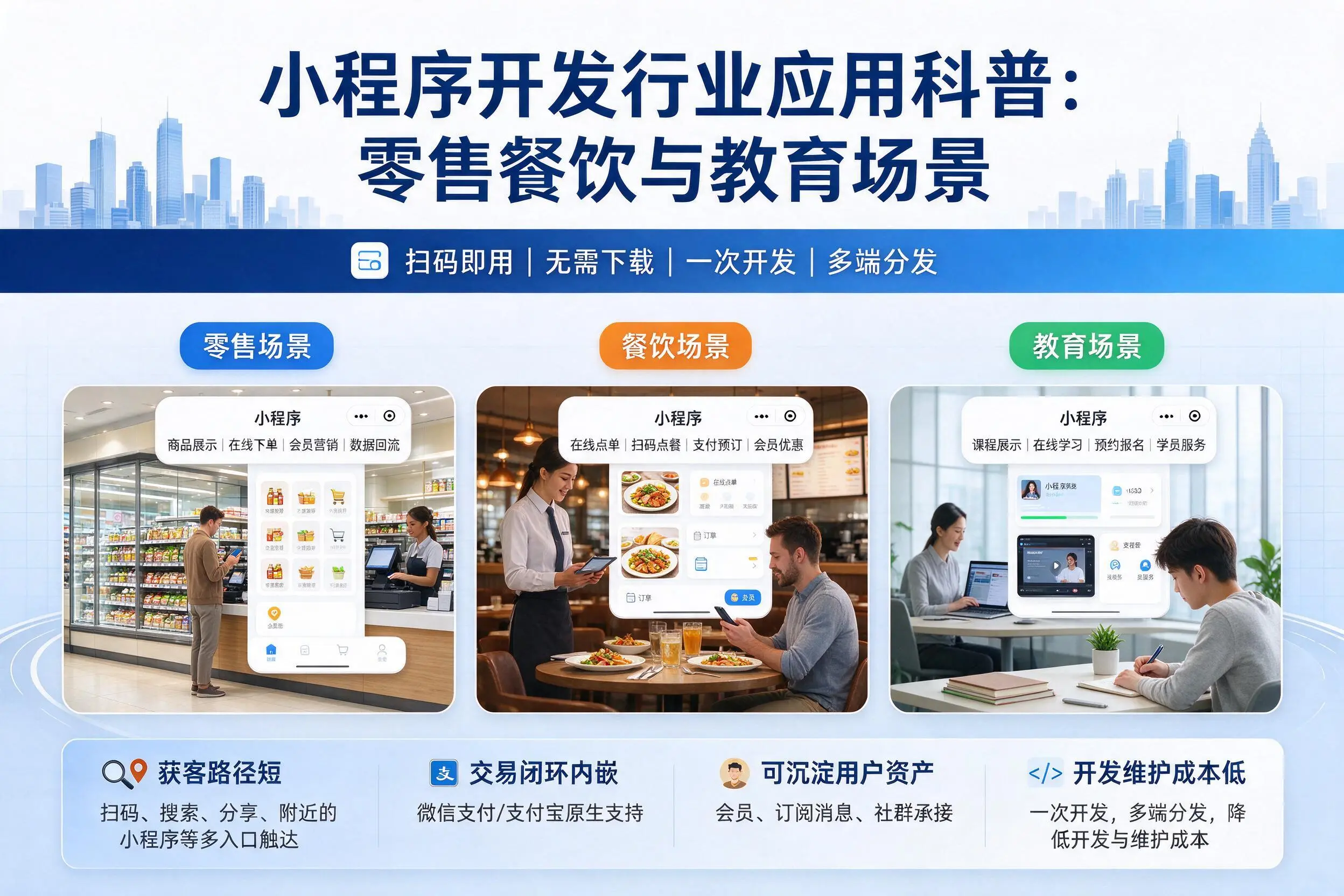 石嘴山小程序开发行业应用科普:零售餐饮与教育场景