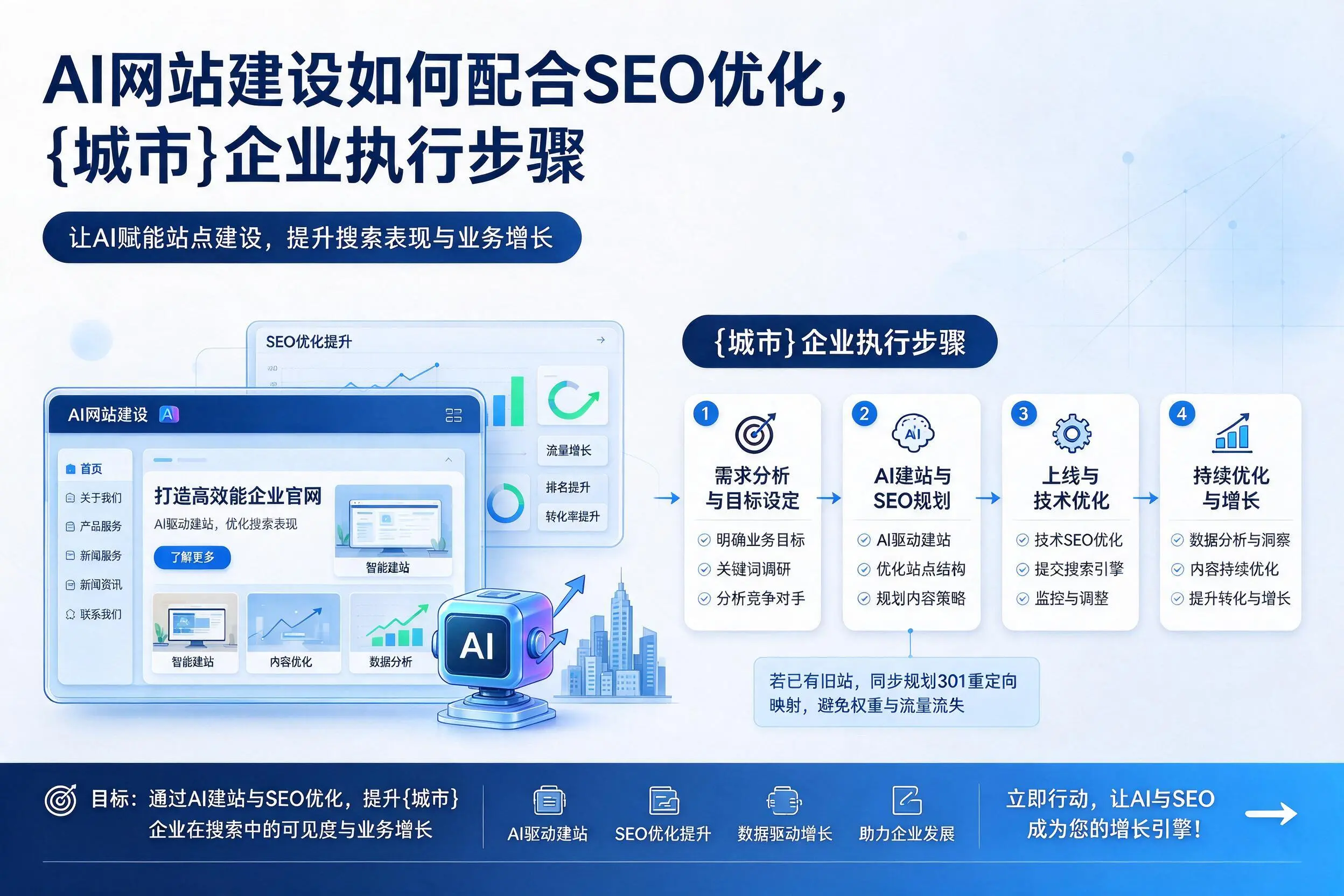 AI网站建设如何配合SEO优化，石嘴山企业执行步骤