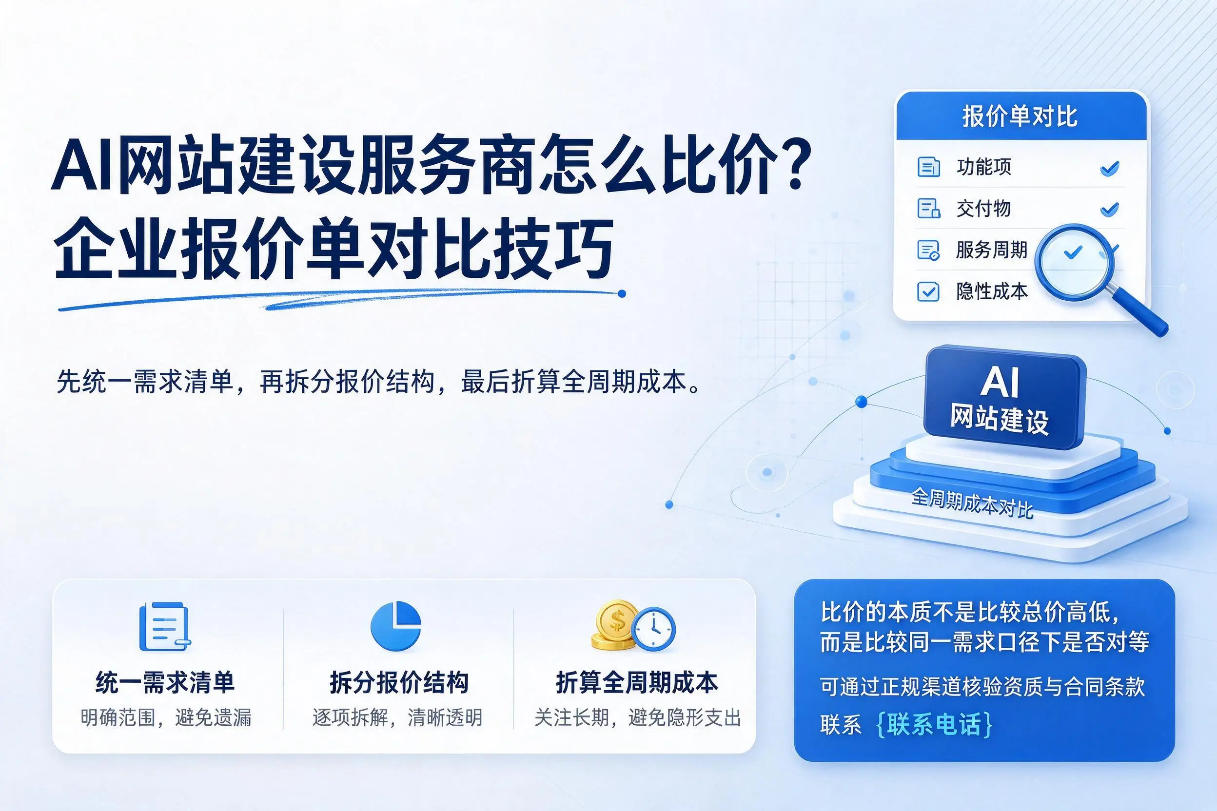 AI网站建设服务商怎么比价？石嘴山企业报价单对比技巧