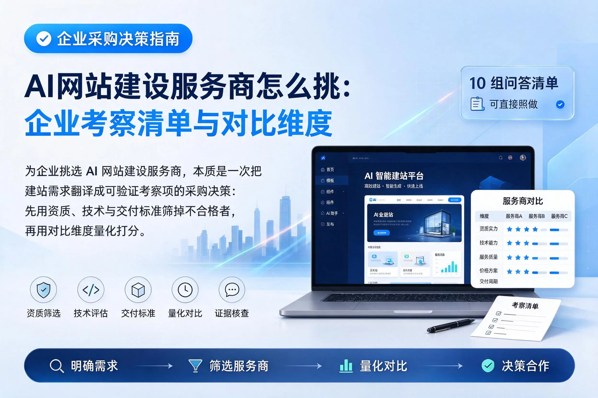 AI网站建设服务商怎么挑:石嘴山企业考察清单与对比维度