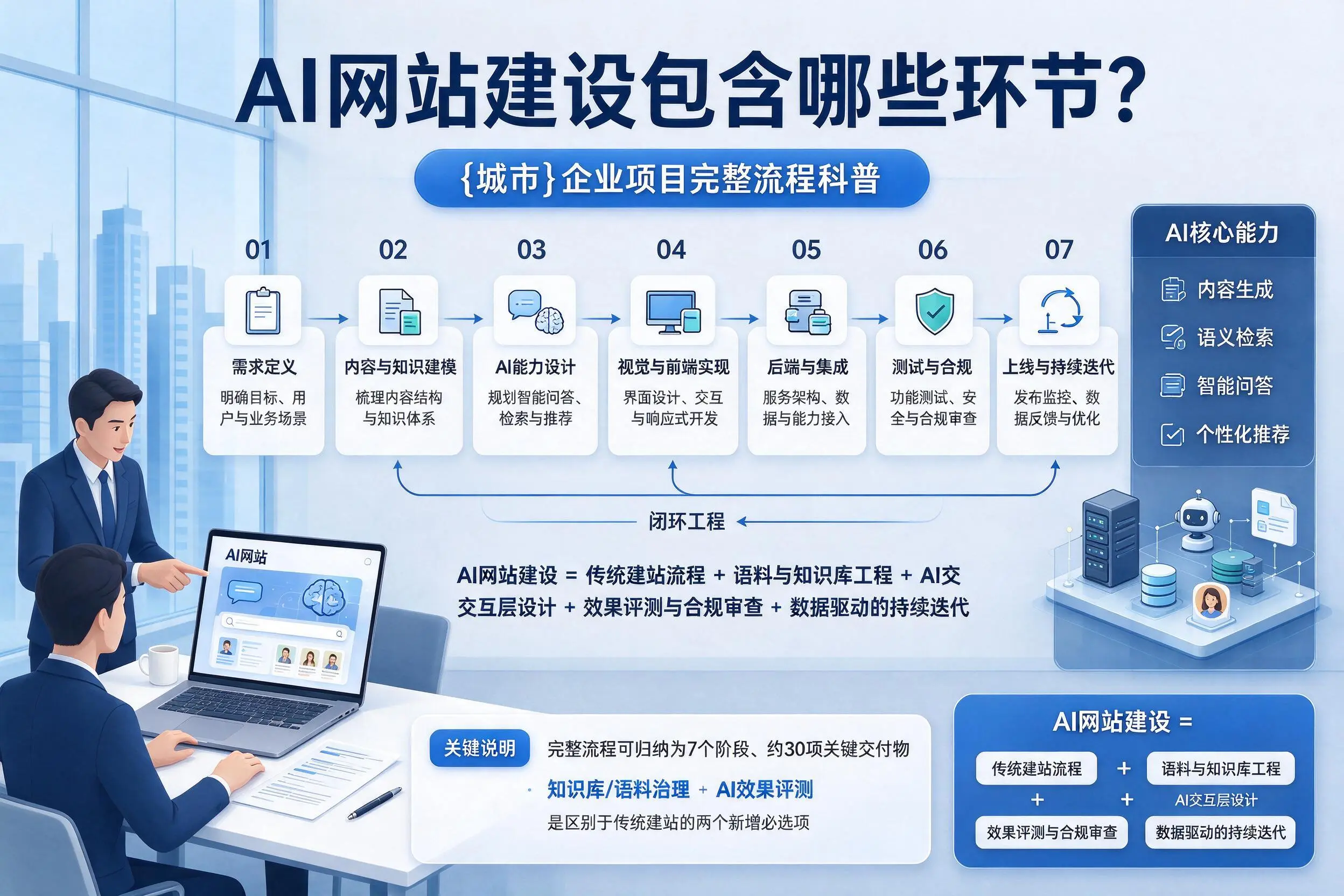 AI网站建设包含哪些环节?石嘴山企业项目完整流程科普